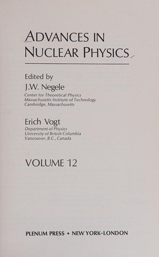 Couverture : Advances in nuclear physics