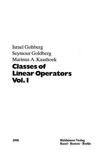 Couverture : Classes of linear operators