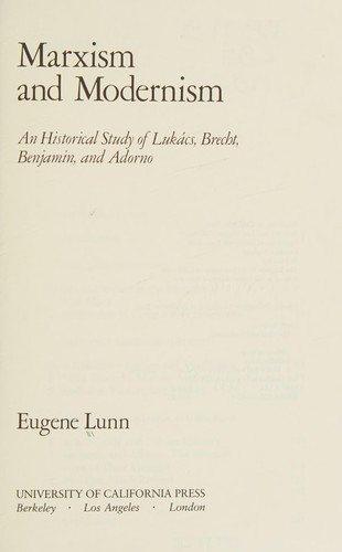 Couverture : Marxism and modernism