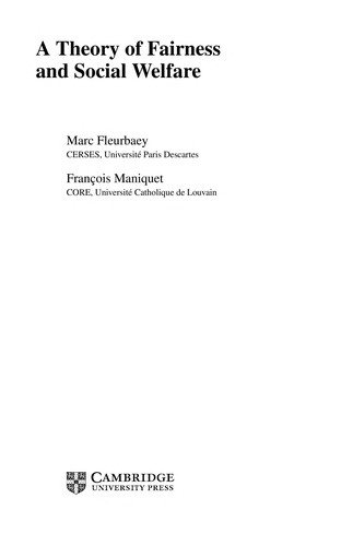Couverture : A theory of fairness and social welfare