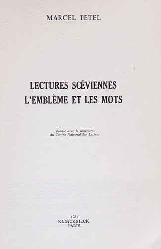 Couverture : Lectures scéviennes