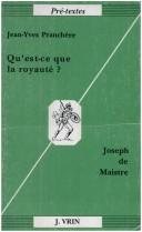 Couverture : Qu'est-ce que la royauté? Joseph de Maistre