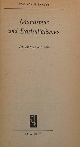 Couverture : Marxismus und Existentialismus. Versuch einer Methodik. (Übersetzung von Herbert Schmitt [of] “Question de méthode” in “Critique de la raison dialectique”)