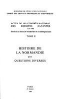 Couverture : Histoire de la Normandie et questions diverses.