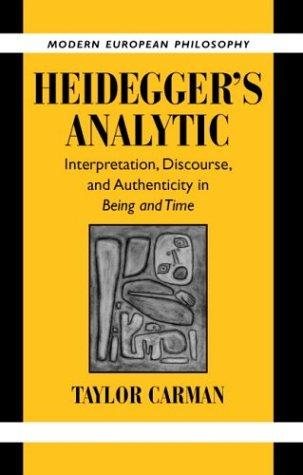 Couverture : HEIDEGGER'S ANALYTIC: INTERPRETATION, DISCOURSE AND AUTHENTICITY IN BEING AND TIME.