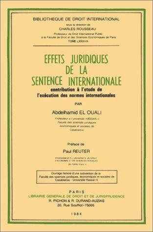 Couverture : Effets juridiques de la sentence internationale