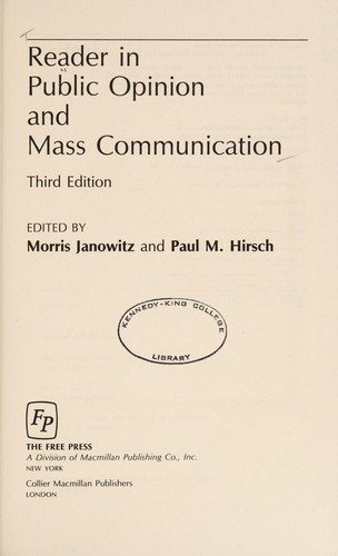Couverture : Reader in public opinion and mass communication