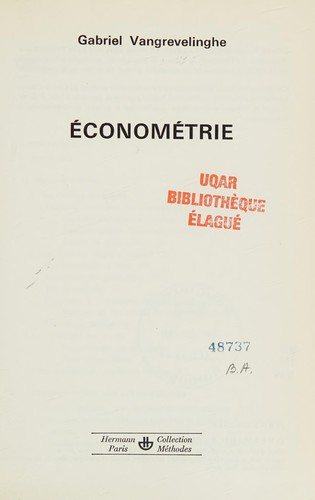 Couverture : Econometrie