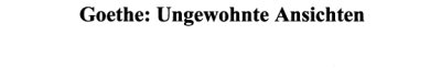 Couverture : Goethe, ungewohnte Ansichten