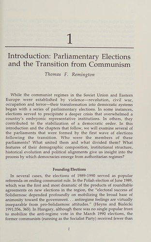 Couverture : Parliaments in transition