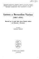 Couverture : Lettere a Bernardino Varisco (1867-1931)
