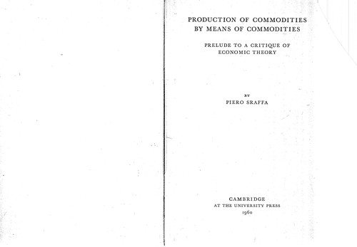 Couverture : Production of commodities by means of commodities