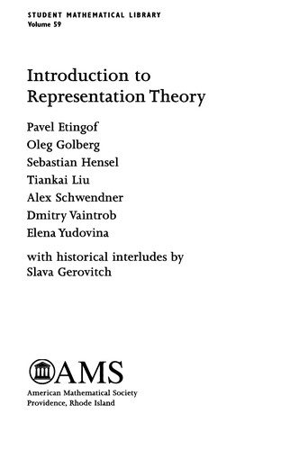 Couverture : Introduction to representation theory