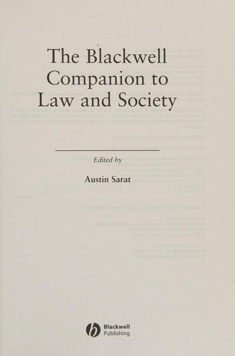 Couverture : The Blackwell companion to law and society