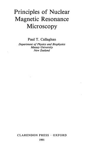 Couverture : Principles of nuclear magnetic resonance microscopy