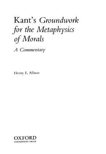Couverture : Kant's Groundwork for the metaphysics of morals