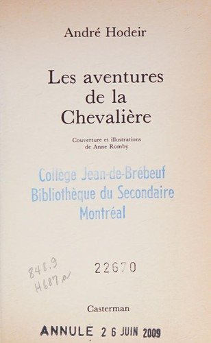 Couverture : Les aventures de la chevalière
