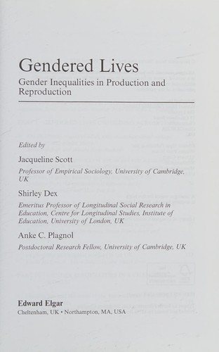 Couverture : Gendered Lives