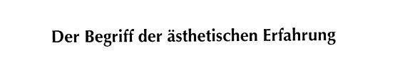 Couverture : Der Begriff der ästhetischen Erfahrung