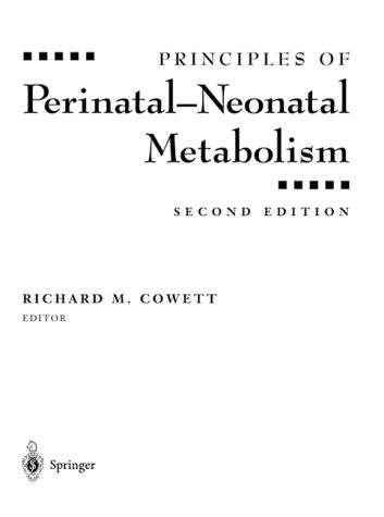 Couverture : Principles of perinatal-neonatal metabolism