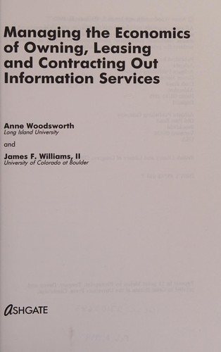Couverture : Managing the economics of owning, leasing, and contracting out information services