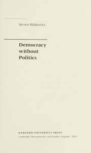 Couverture : Democracy without Politics