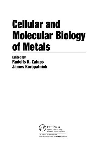 Couverture : Cellular and molecular biology of metals
