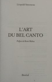 Couverture : L'art du bel canto
