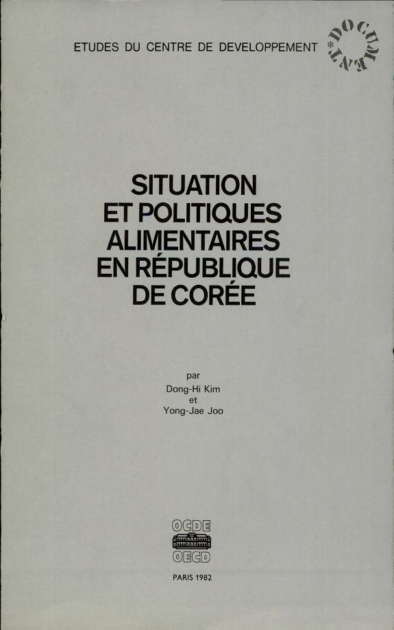 Couverture : Situation et politiques alimentaires en République de Corée