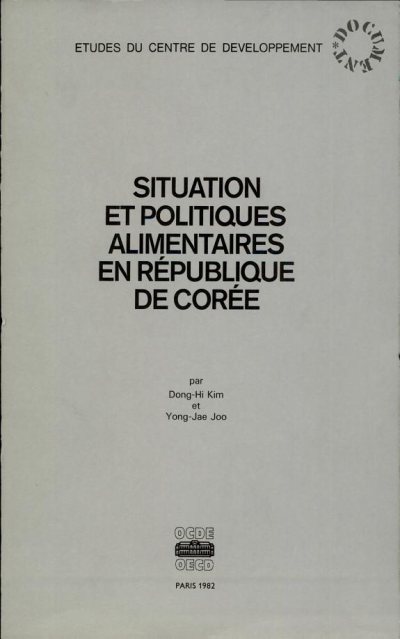 Couverture : Situation et politiques alimentaires en République de Corée