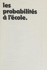 Couverture : Les probabilités à l'école