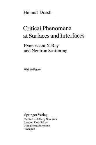 Couverture : Critical phenomena at surfaces and interfaces