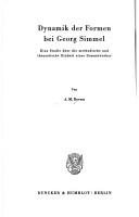 Couverture : Dynamik der Formen bei Georg Simmel