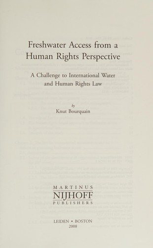 Couverture : Freshwater access from a human rights perspective