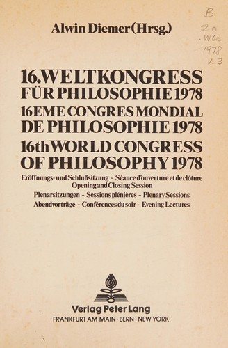 Couverture : Alexandre Tsvetkov 16. Weltkongress für Philosophie 1978 =