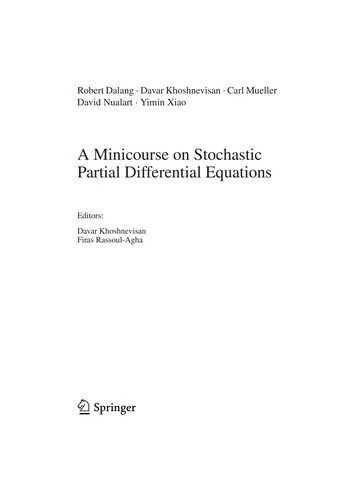 Couverture : A minicourse on stochastic partial differential equations