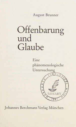 Couverture : Offenbarung und Glaube