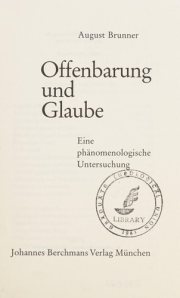 Couverture : Offenbarung und Glaube