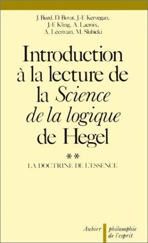 Couverture : Introduction a la lecture de la Science de la logique de Hegel