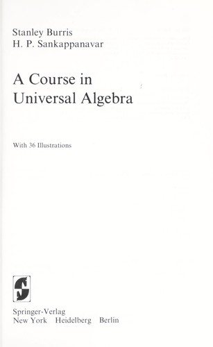 Couverture : A course in universal algebra