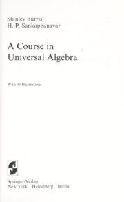 Couverture : A course in universal algebra