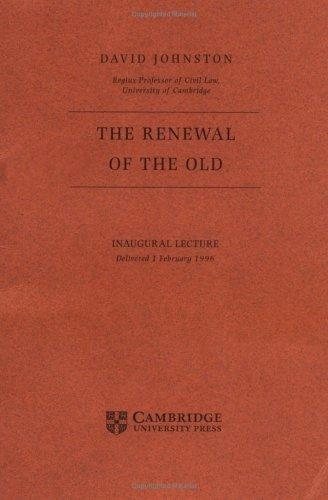 Couverture : The renewal of the old