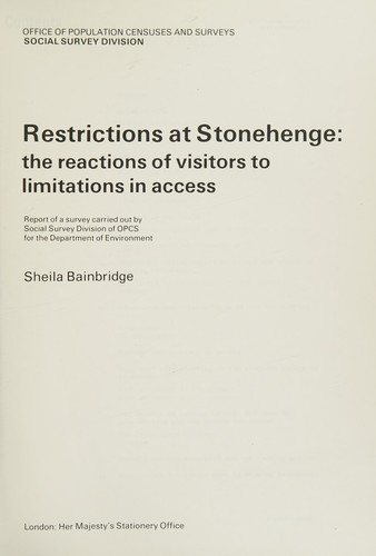 Couverture : Restrictions at Stonehenge : The Reactions of Visitors to Limitations in Access
