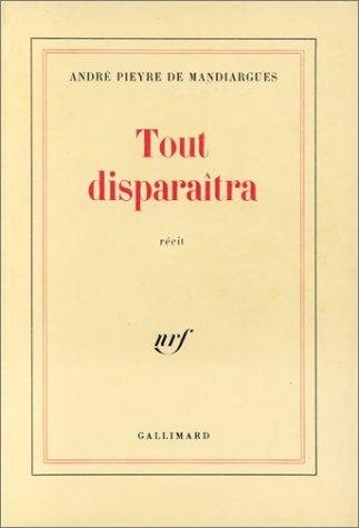 Couverture : Tout disparaîtra