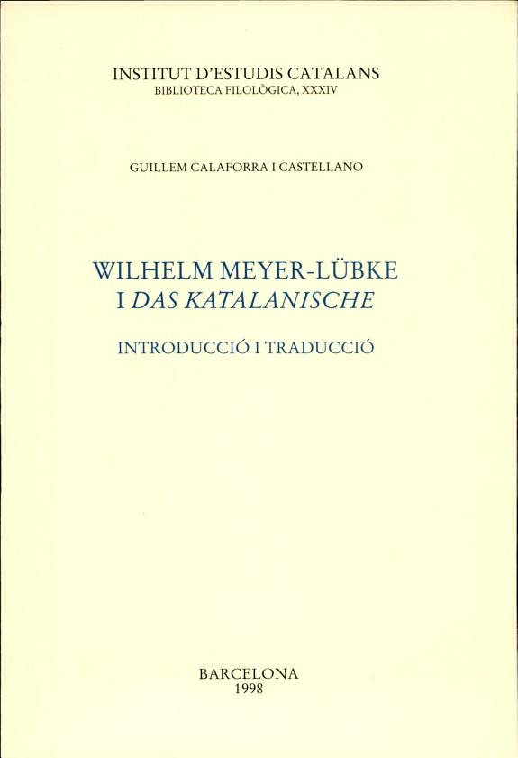 Couverture : Wilhelm Meyer-Lübke i Das Katalanische