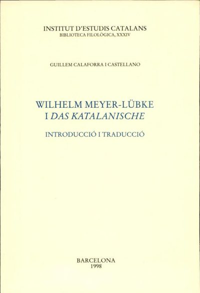 Couverture : Wilhelm Meyer-Lübke i Das Katalanische