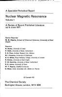 Couverture : Nuclear Magnetic Resonance (Specialist Periodical Reports)