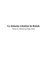 Couverture : Le DOMAINE TCHADIEN DE RABAH