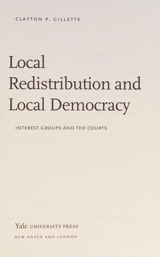 Couverture : Local redistribution and local democracy