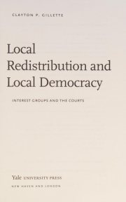 Couverture : Local redistribution and local democracy